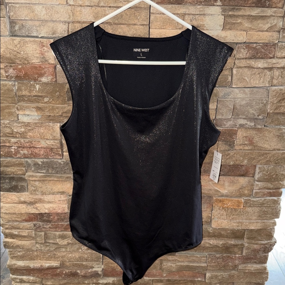 Nine West Shimmering Black Bodysuit